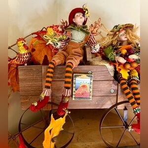 Winward Fairy Pixie Doll Fall Autumn pair  centerpiece